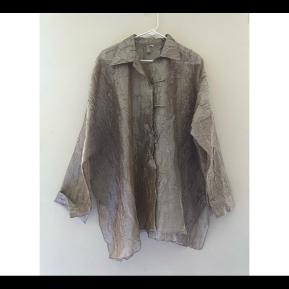 Rare Vintage Kishori gold metallic voile blouse -Unworn- Circa 90’s 2 pic detail